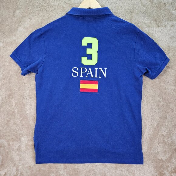 Polo by Ralph Lauren Polo Shirt Spain Big Pony Logo Golf Custom Fit Men's Size L - Picture 2 of 10